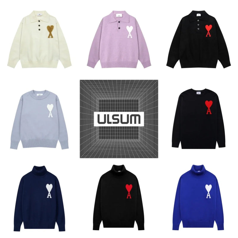 Ami Paris Heart Logo Sweaters and Cardigans