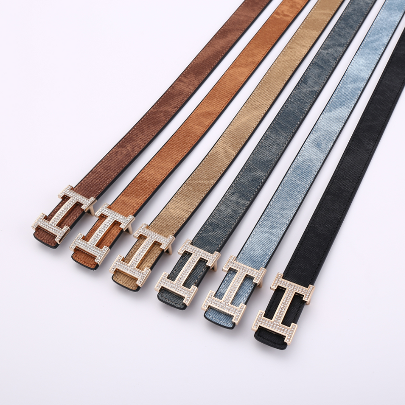 H-Shape Rhinestone Buckle Belts [4 styles]
